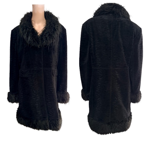 Vintage Jackets & Blazers - Giacca Gallery Womens Coat Black Large Faux Fur coat.